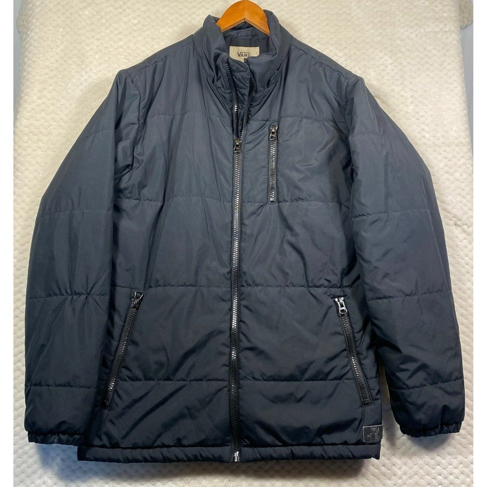 Vans Off The Wall Mens Black Puffer Jacket XL Quilted Winter Skate Coat